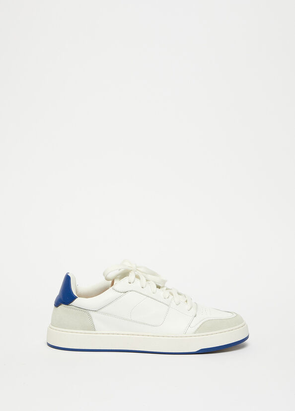 Baskets Liu Jo Cuir Homme Blanche Bleu | FSC-738405