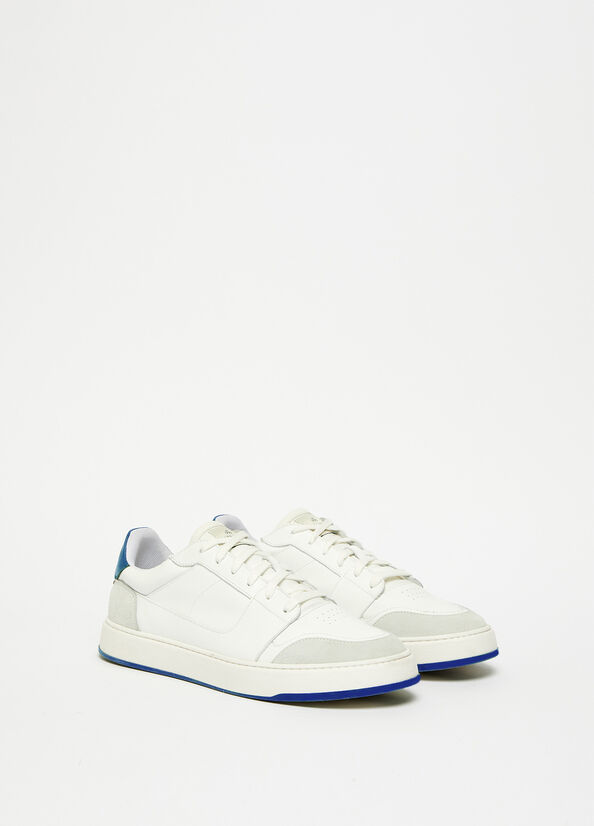 Baskets Liu Jo Cuir Homme Blanche Bleu | FSC-738405