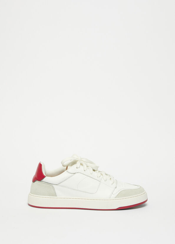 Baskets Liu Jo Cuir Homme Blanche Rouge | NLU-403795