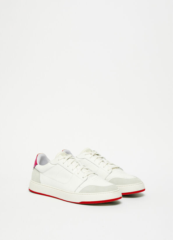 Baskets Liu Jo Cuir Homme Blanche Rouge | NLU-403795