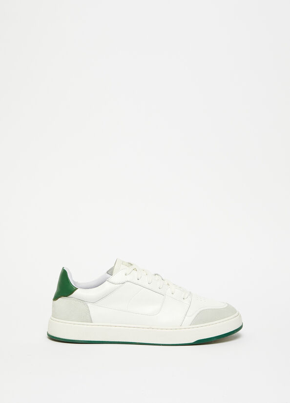 Baskets Liu Jo Cuir Homme Blanche Vert | ZKO-783165