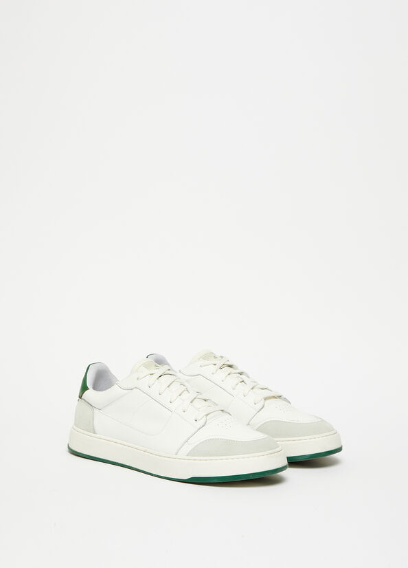 Baskets Liu Jo Cuir Homme Blanche Vert | ZKO-783165