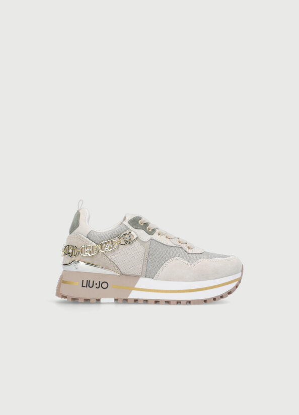 Baskets Liu Jo Cuir Plateforme Femme Beige | PUF-734082