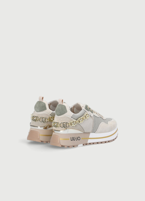 Baskets Liu Jo Cuir Plateforme Femme Beige | PUF-734082