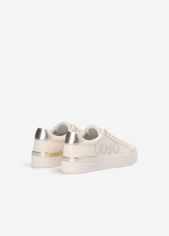 Baskets Liu Jo Cuir With Logo Femme Beige | EXC-098372