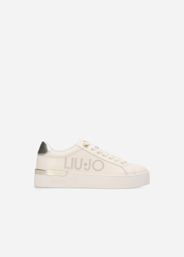 Baskets Liu Jo Cuir With Logo Femme Beige | EXC-098372