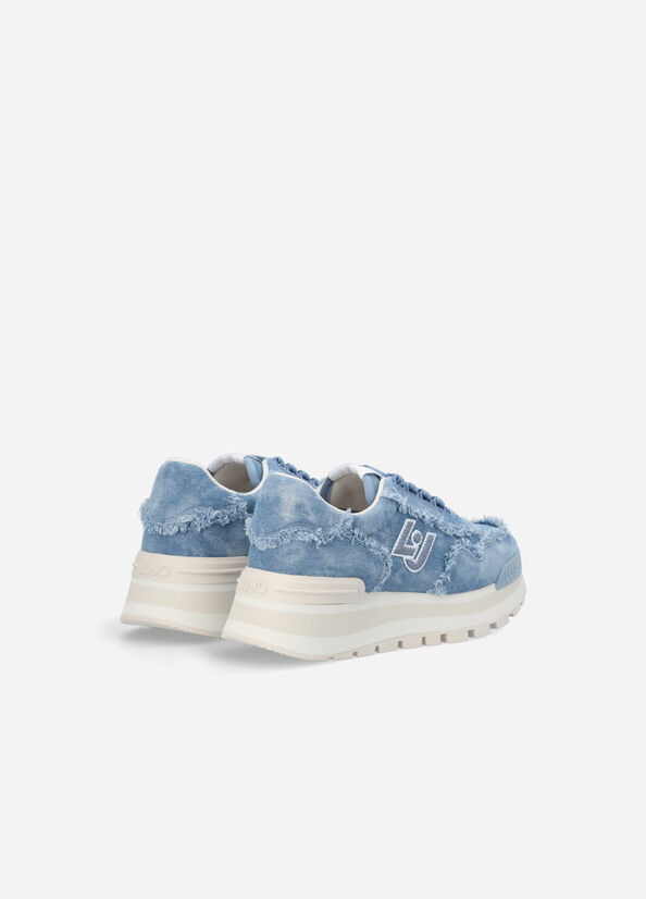 Baskets Liu Jo Denim Plateforme Femme Bleu | UVG-436987