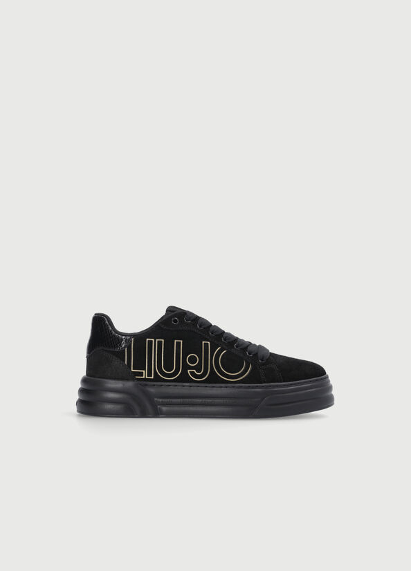 Baskets Liu Jo Plateforme With Maxi Logo Femme Noir | IAE-461805