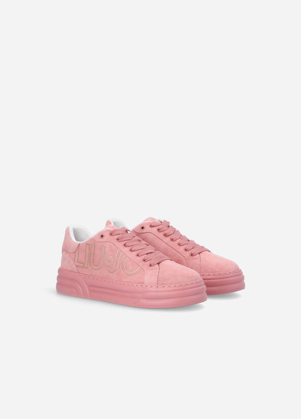 Baskets Liu Jo Plateforme With Maxi Logo Femme Rose | PHG-273095