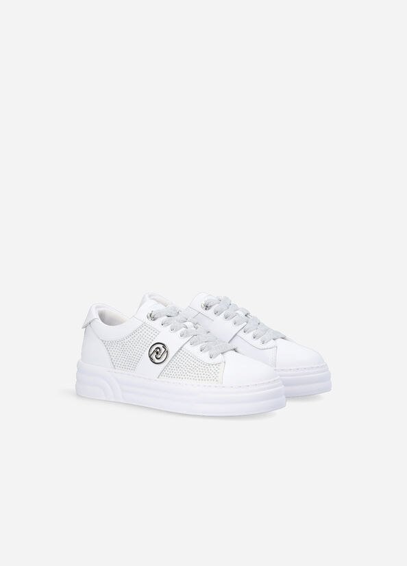 Baskets Liu Jo Plateforme With Studs Femme Blanche | WIZ-905632