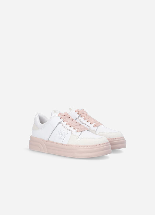 Baskets Liu Jo Plateforme With Two-Tone Sole Femme Blanche Rose | IJT-602314