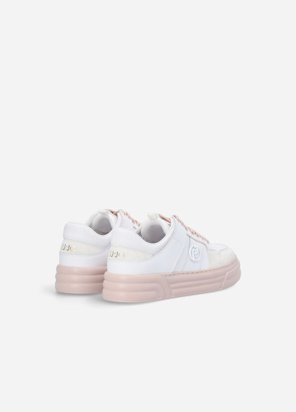 Baskets Liu Jo Plateforme With Two-Tone Sole Femme Blanche Rose | IJT-602314