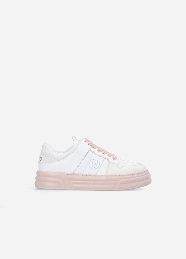 Baskets Liu Jo Plateforme With Two-Tone Sole Femme Blanche Rose | IJT-602314