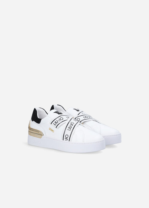 Baskets Liu Jo Slip Ons With Logo Femme Blanche | XGU-286475