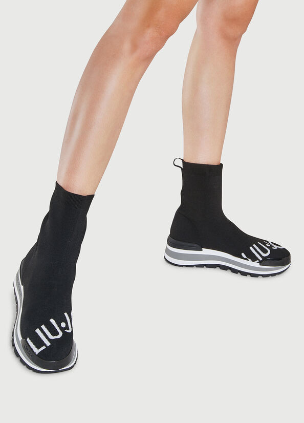 Baskets Liu Jo Sock With Logo Femme Noir | JZK-159864