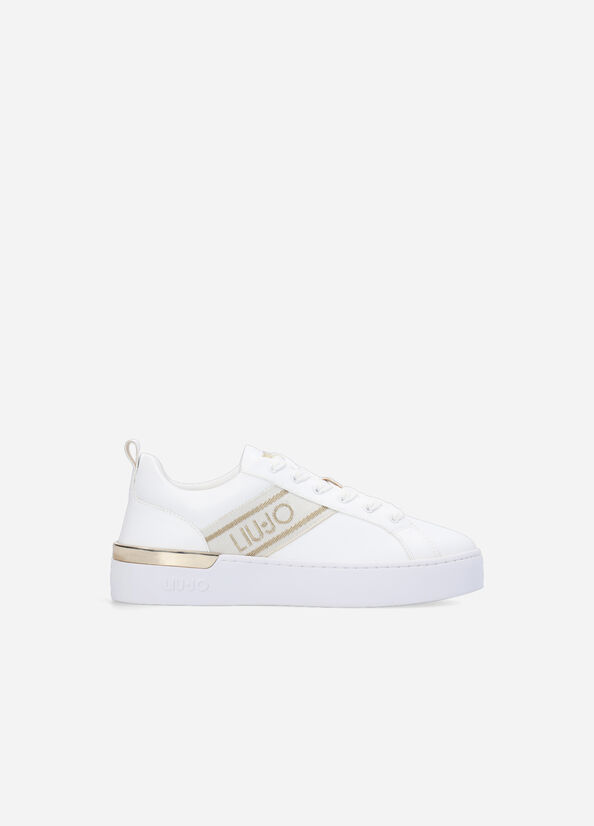 Baskets Liu Jo With Jacquard Logo Femme Blanche | FKE-349152