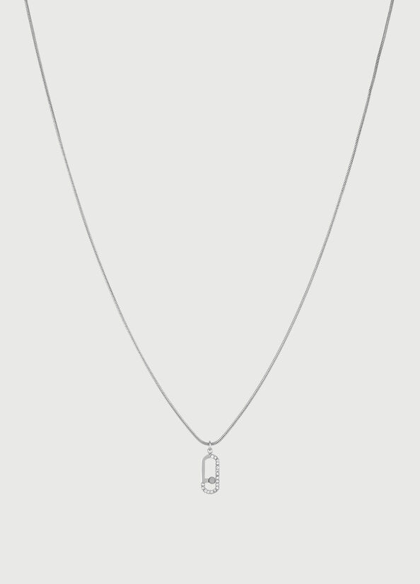 Bijoux Liu Jo Necklace With Logo Charm Femme Argent | JDT-821756