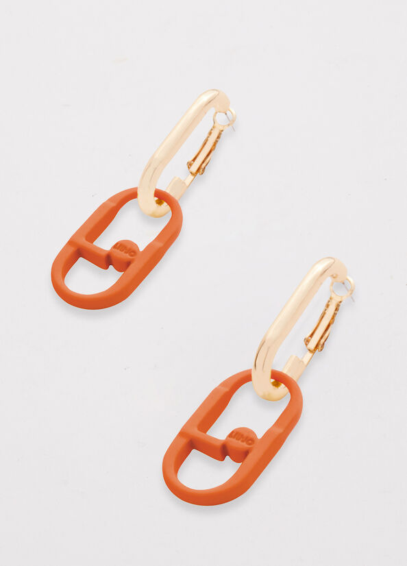 Bijoux Liu Jo Pendant Earrings With Monogram Femme Orange | CSI-978624