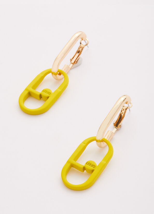 Bijoux Liu Jo Pendant Earrings With Monogram Femme Jaune | EQC-097631