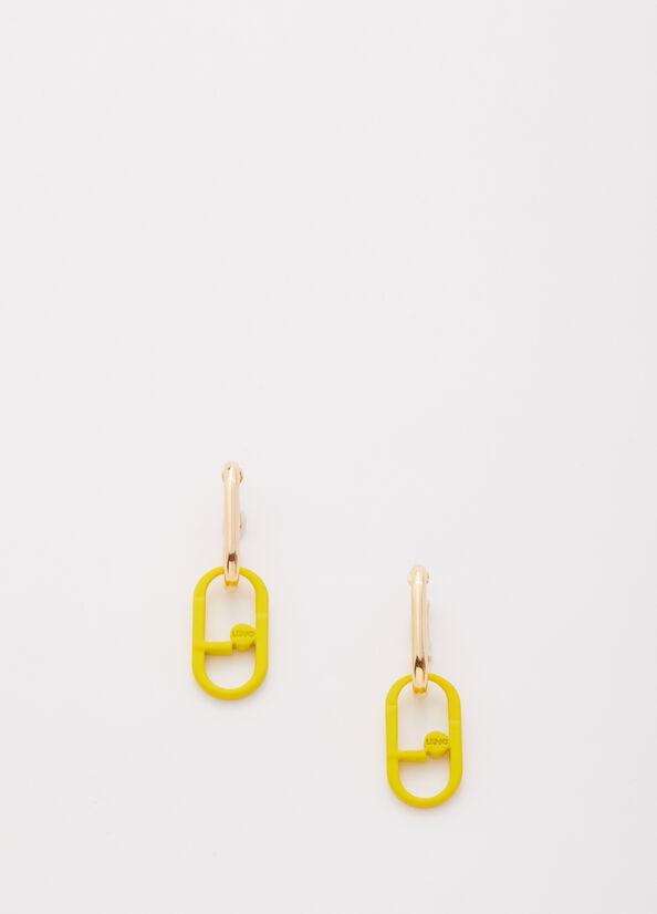 Bijoux Liu Jo Pendant Earrings With Monogram Femme Jaune | EQC-097631