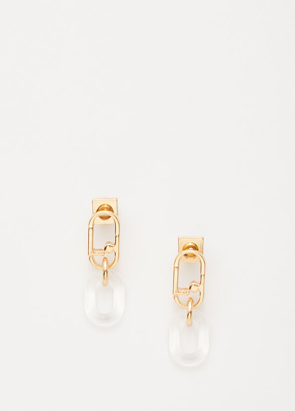 Bijoux Liu Jo Pendant Earrings With Monogram Femme Blanche | QEK-254681