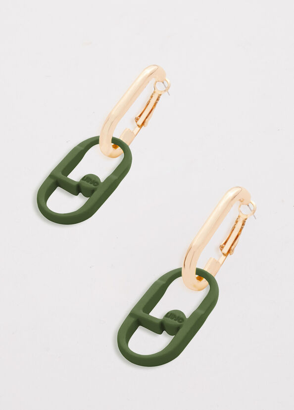 Bijoux Liu Jo Pendant Earrings With Monogram Femme Vert | YCN-518694