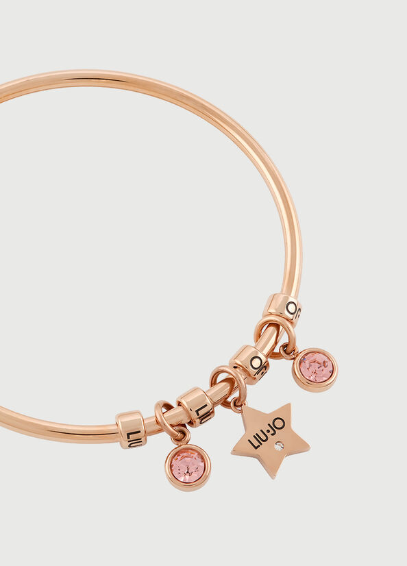 Bijoux Liu Jo Rigid Bracelet With Jewel Charm Femme Rose Doré | AKX-698310