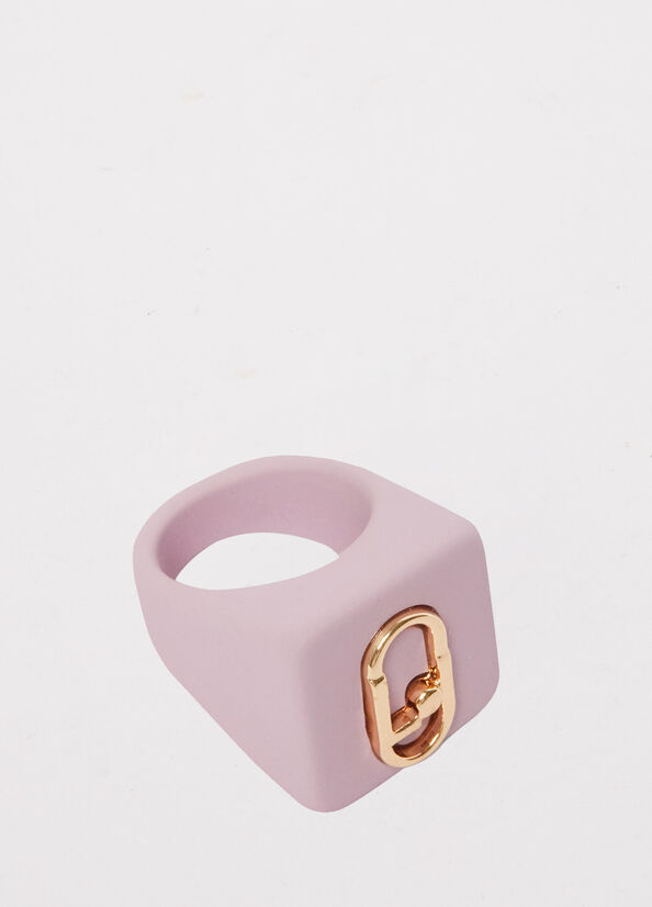 Bijoux Liu Jo Ring With Monogram Logo Femme Rose | DVI-713508