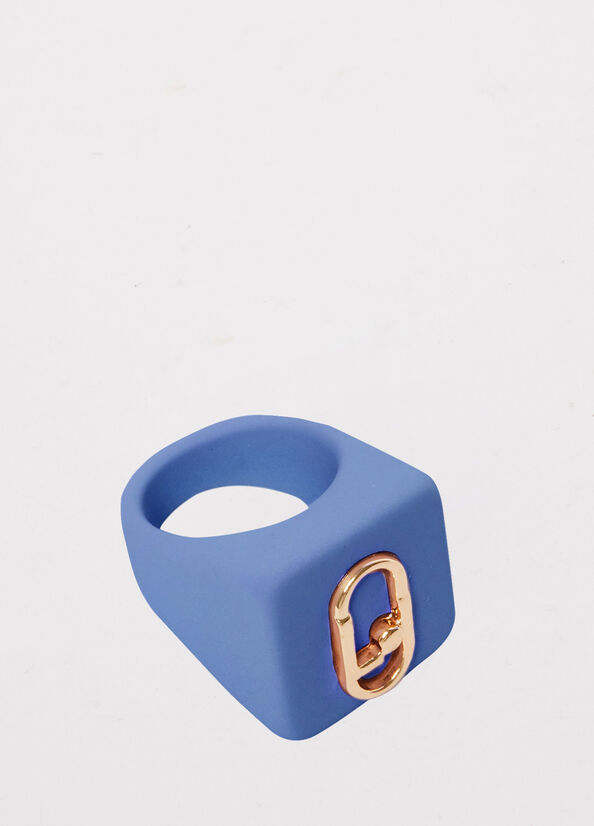 Bijoux Liu Jo Ring With Monogram Logo Femme Bleu | LSI-149865