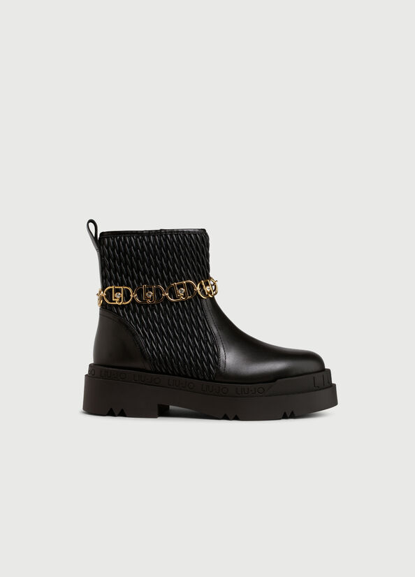 Bottines Liu Jo Cuir Plateforme Femme Noir | AGY-341926