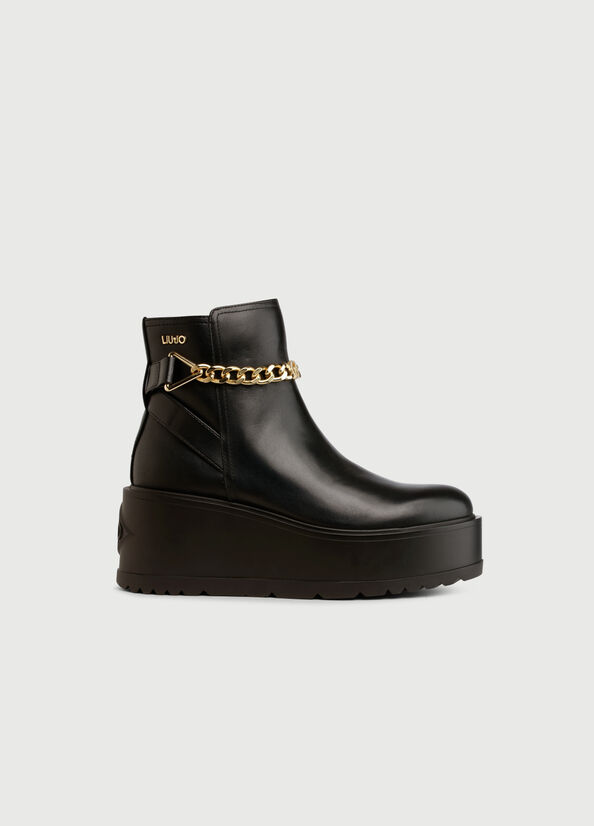 Bottines Liu Jo Cuir Plateforme Femme Noir | IWU-148326