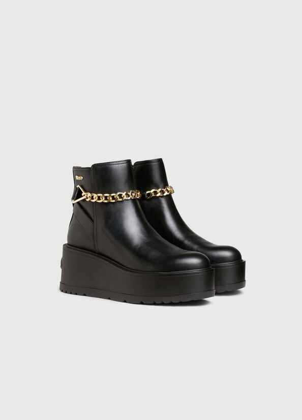 Bottines Liu Jo Cuir Plateforme Femme Noir | IWU-148326