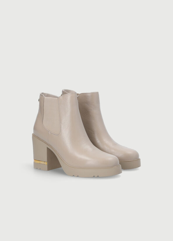 Bottines Liu Jo Cuir With Comfortable Heel Femme Grise | ZOY-871936