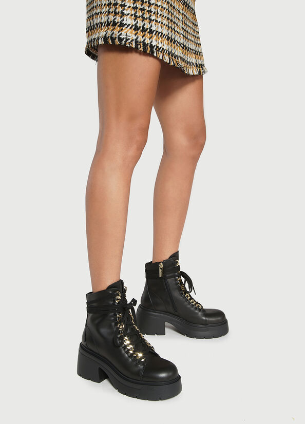 Bottines Liu Jo Cuir With Jewelled Chain Femme Noir | WGV-256971