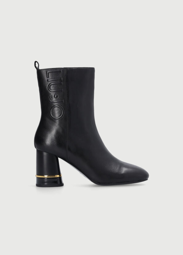 Bottines Liu Jo Cuir With Larges Heel Femme Noir | DTJ-231869