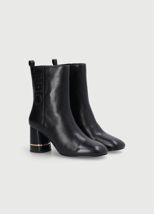 Bottines Liu Jo Cuir With Larges Heel Femme Noir | DTJ-231869