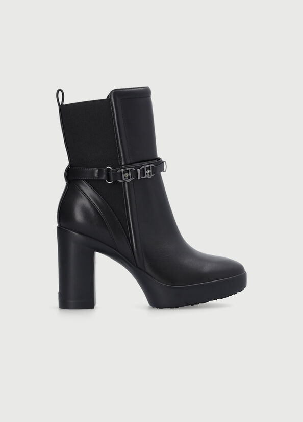 Bottines Liu Jo Cuir With Larges Heel Femme Noir | ZJL-207364