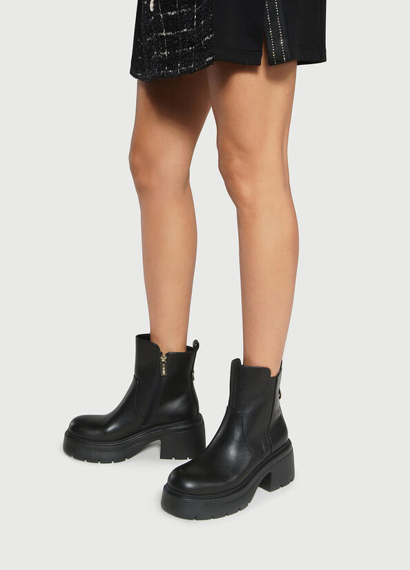 Bottines Liu Jo Genuine Cuir Femme Noir | LJY-301297