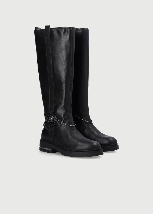 Bottines Liu Jo Knee-High Cuir Femme Noir | YCB-156824