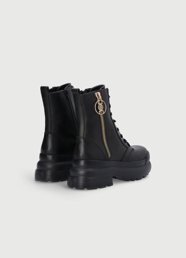 Bottines Liu Jo Plateforme In Cuir With Zip Femme Noir | IEV-019834