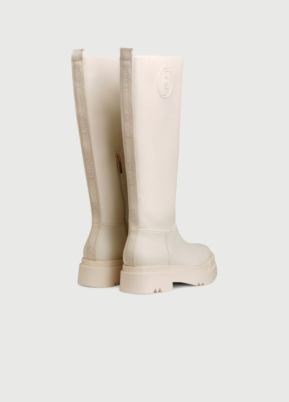 Bottines Liu Jo Plateforme With Logo Femme Beige | YMS-014639