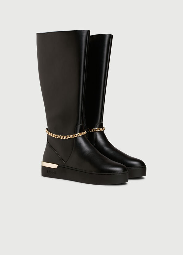 Bottines Liu Jo With Jewel Chain Femme Noir | NWQ-175620