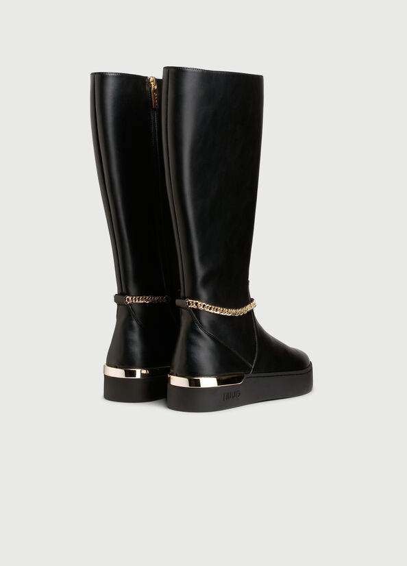 Bottines Liu Jo With Jewel Chain Femme Noir | NWQ-175620