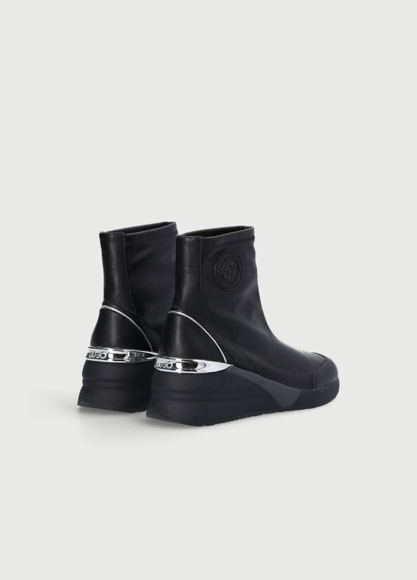 Bottines Liu Jo With Logo Femme Noir | GZR-812673