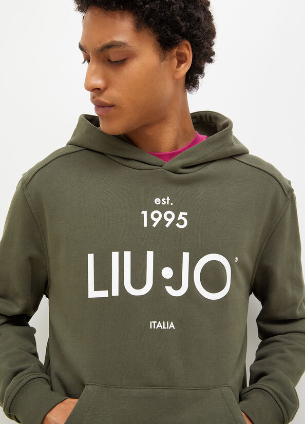 Chandails Liu Jo 1995 Logo Hoodie Homme Vert | BSR-089374