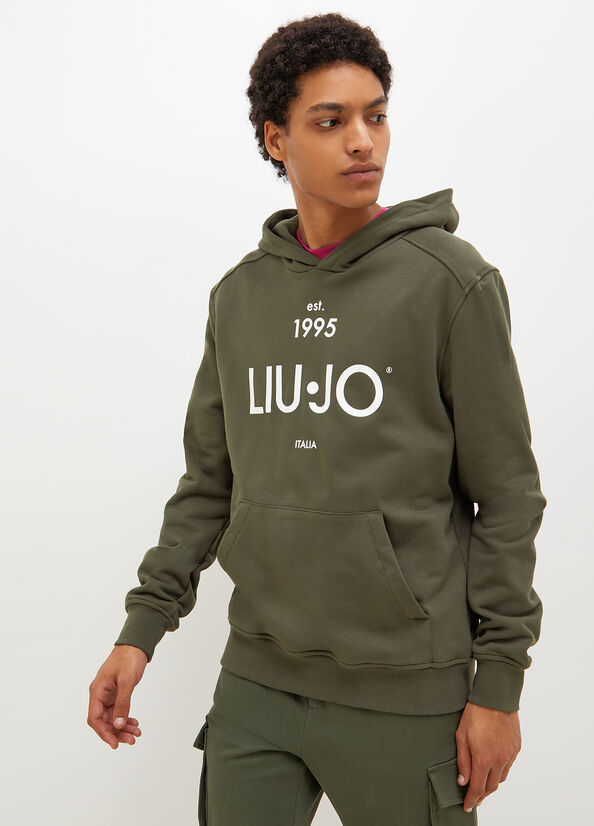 Chandails Liu Jo 1995 Logo Hoodie Homme Vert | BSR-089374