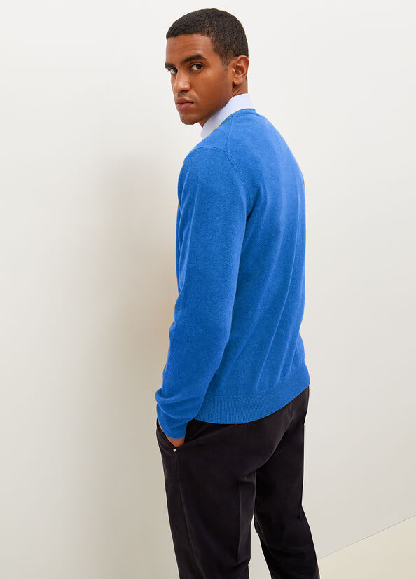 Chandails Liu Jo Cashmere Pullover Homme Bleu | UAZ-936102