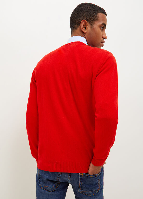 Chandails Liu Jo Cashmere Pullover Homme Rouge | VBS-642503