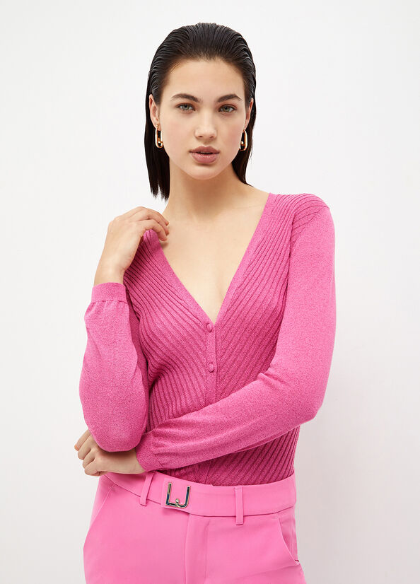 Chandails Liu Jo Eco-Friendly Cardigan Femme Fushia | GBH-147358