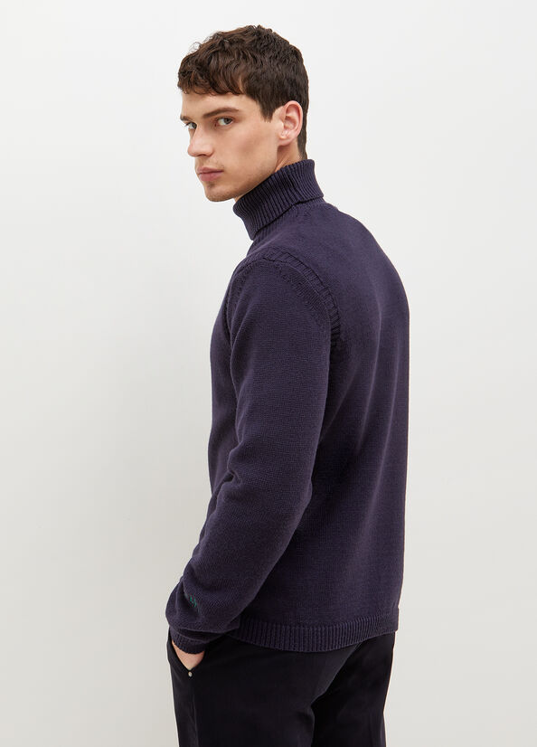 Chandails Liu Jo Eco-Friendly Turtleneck Homme Bleu Foncé | MEF-197482